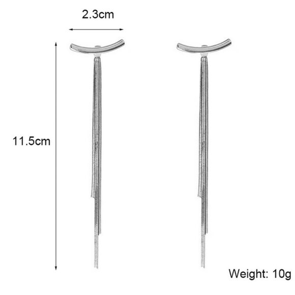 Vintage Silver Bar Long Thread Tassel Earrings - Picture 4 of 5